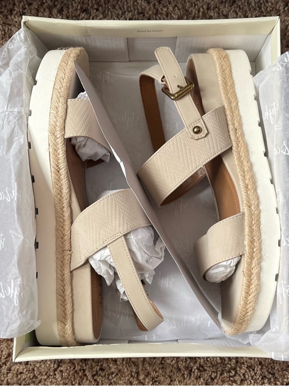 Style & Co. Neutral Beige Platform Espadrille Sandals Sz 9.5